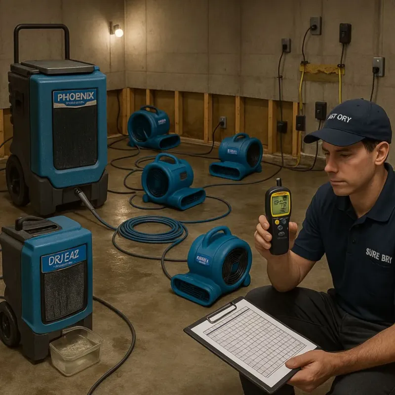 Structural Drying and Dehumidification process in Cutler, FL